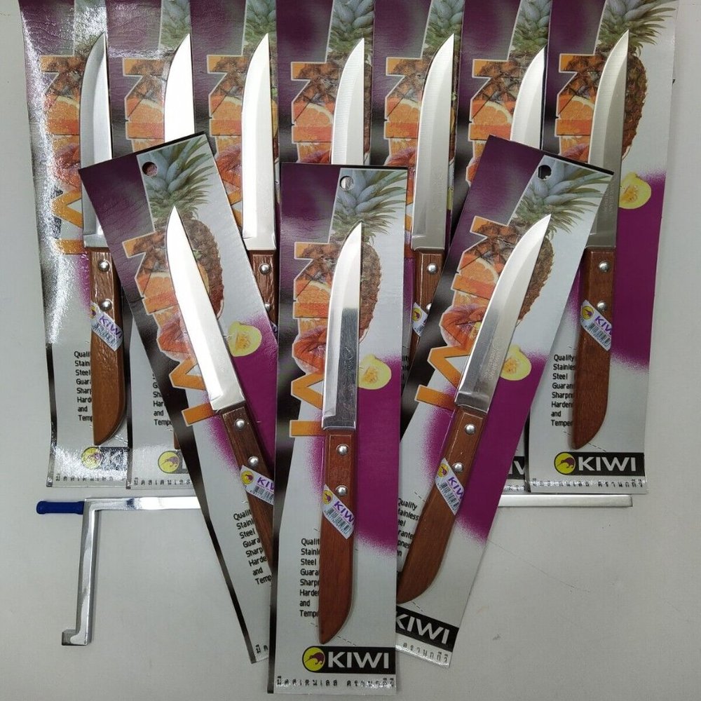 Lot of 10 KIWI Utility Knife 501 Stainless Steel Wood Handle - Made in Thailand